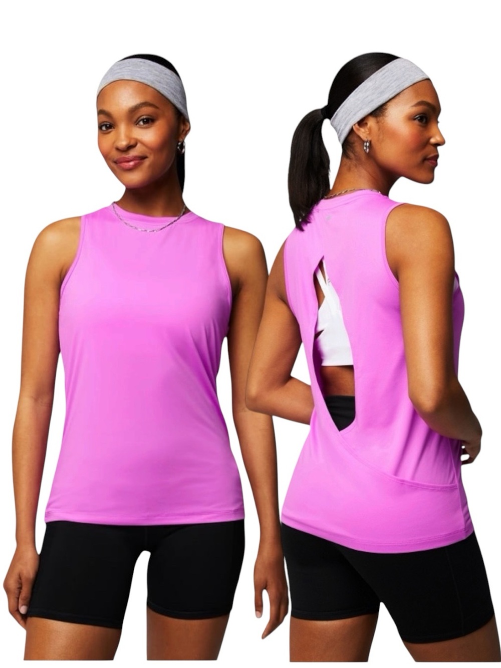 Fabletics Dry-Flex Open Back Tank Electric Orchid Neon Sz M Like New